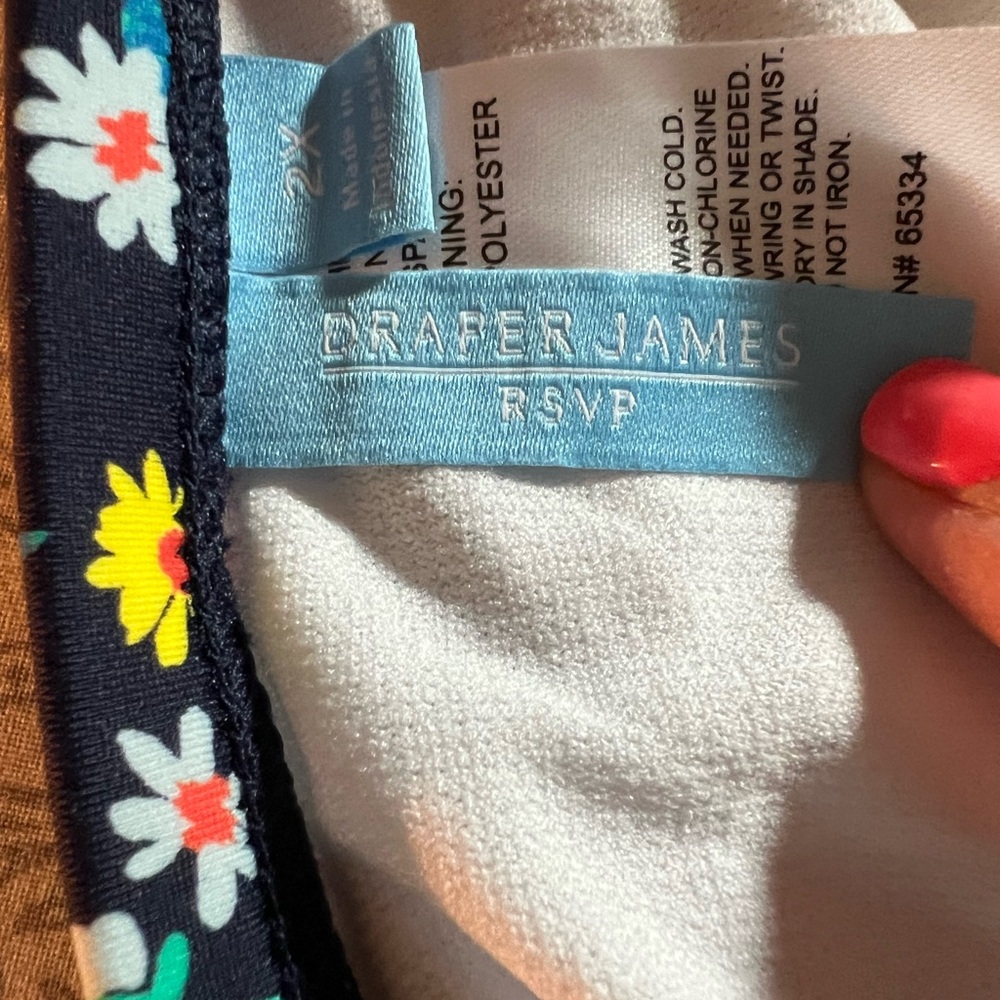 Draper James Navy Floral Trim Tankini with Bright Yellow & Pink Accents - Picture 5 of 9